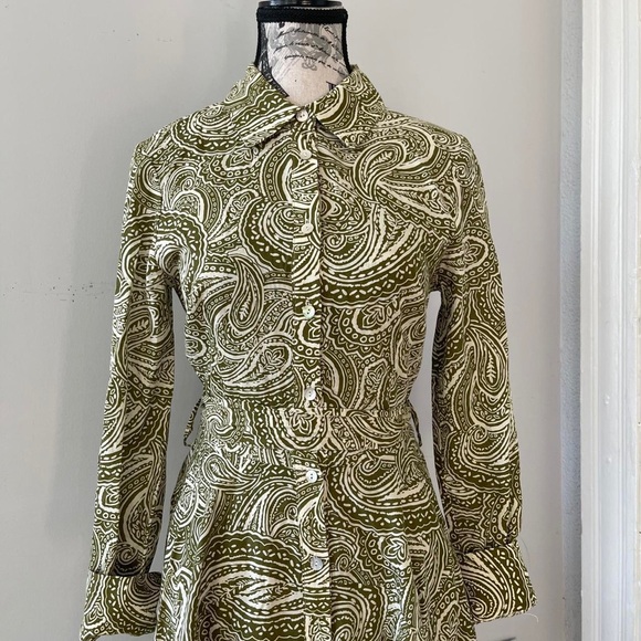 NWT Zara Paisley Print Wrap Dress in Green and Khaki Size L - Picture 7 of 9